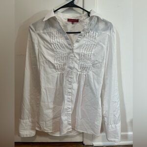 San Francisco White Pintuck Button-Down Blouse - Women's
